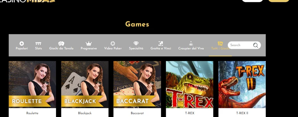 Sfoglia giochi Midas Casino