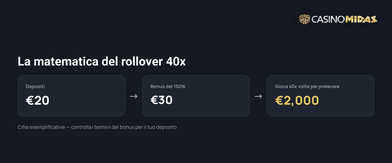 Esempio di rollover 40x del bonus